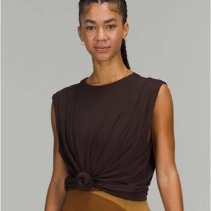 lululemon athletica Brown Modal Pleated Shoulder Tank Top-PTP 21.5"